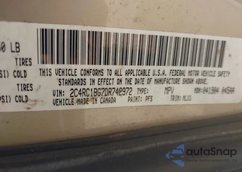 2013 Chrysler Town & Country Touring z USA, uszkodzony, nr VIN 2C4RC1BG7DR742972